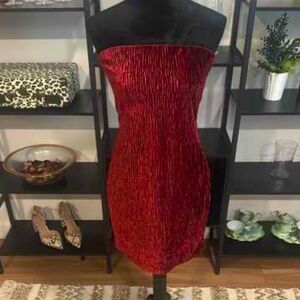 Naked Wardrobe Strapless Red Dress